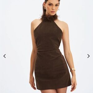 Chic Brown Halter Mini Dress